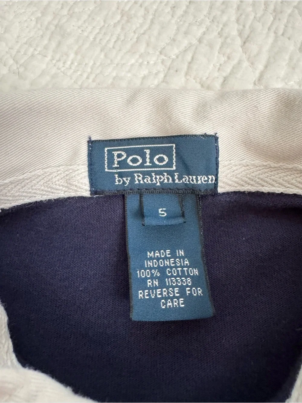 Ralph Lauren Polo Boys Rugby Shirt - Orange & Navy Stripes, Small